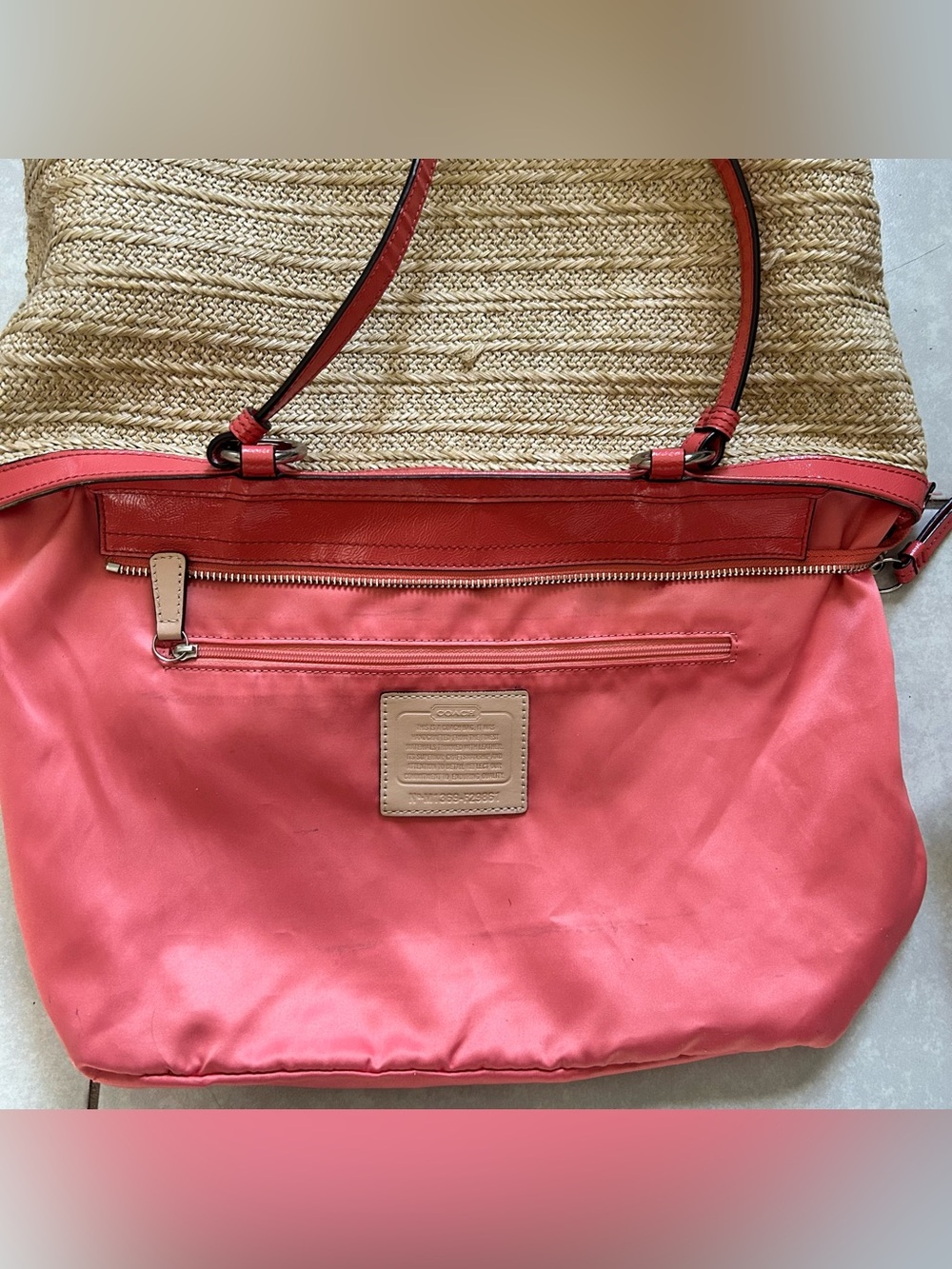 Coach Straw Flower Applique Tote Handbag F29861 EUC - Picture 11 of 12